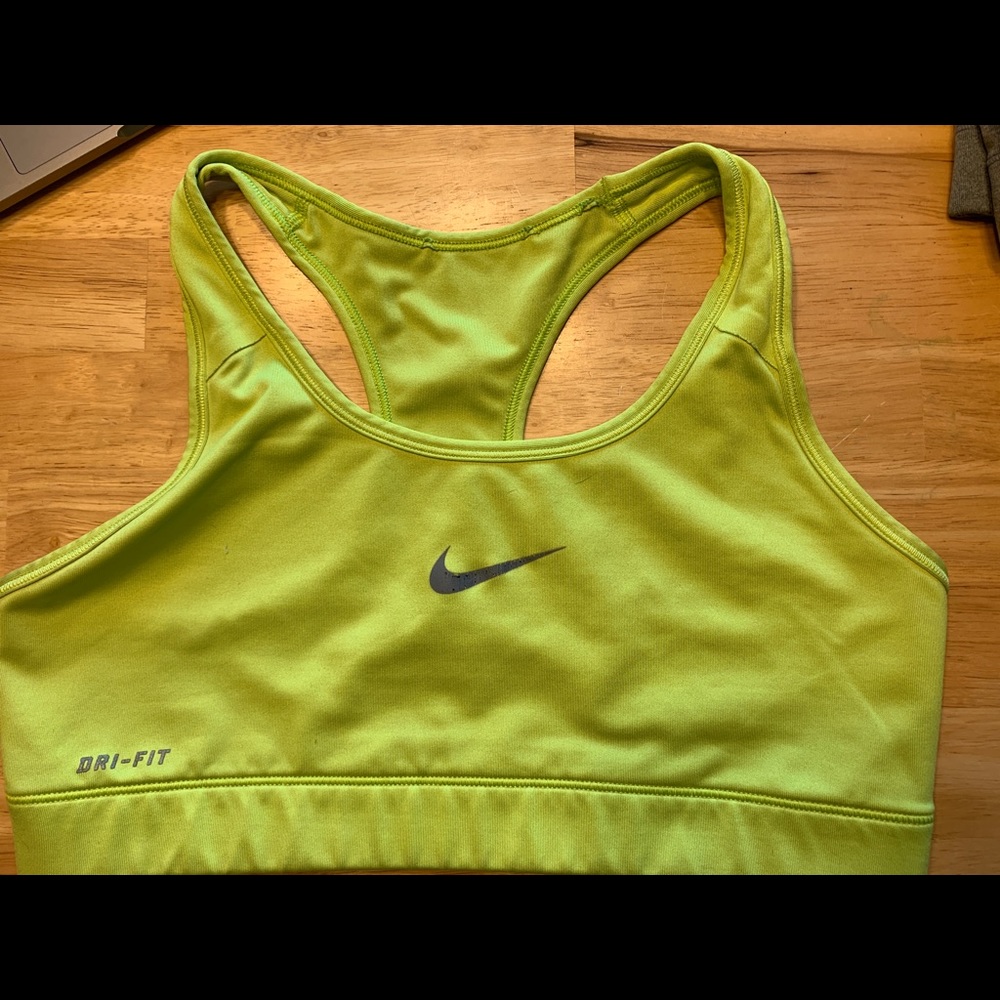 Neon yellow Nike sports bra